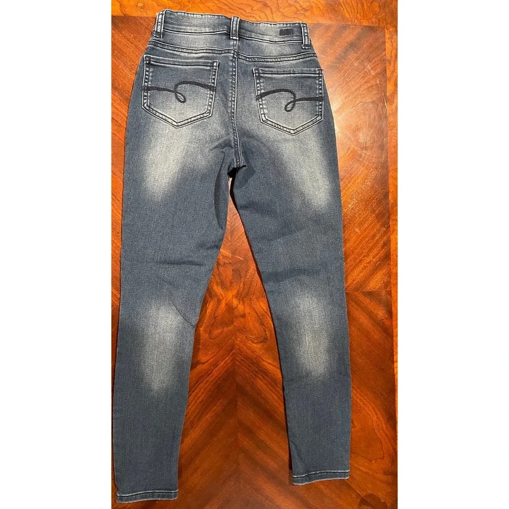 Justice Girls Size 14 Jeggings Dark Wash High Rise 4 Button Skinny Stretch Jeans